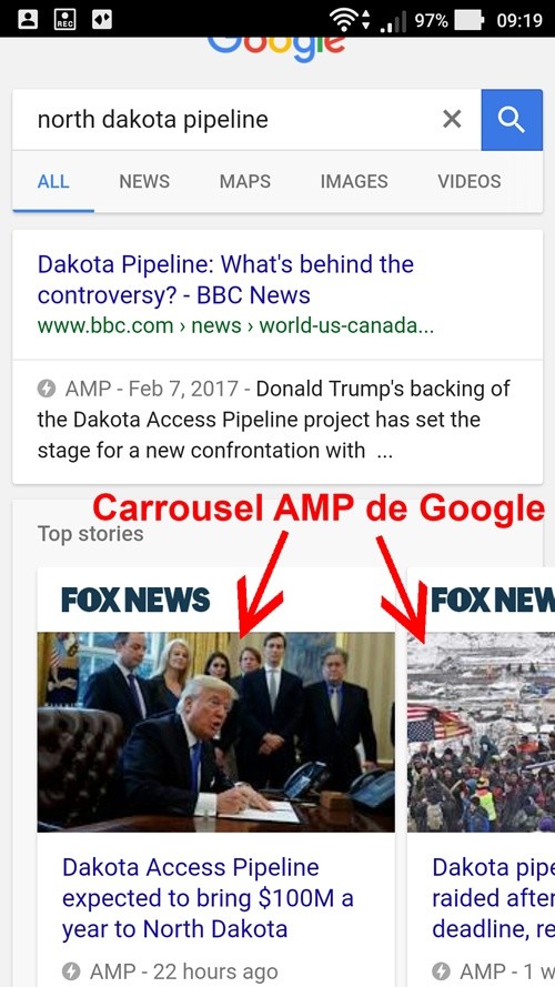 Carrousel AMP de Google